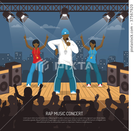 插图素材: rap music concert flat poster