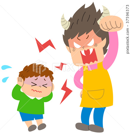 插图素材: 怒骂 父母和小孩 亲子