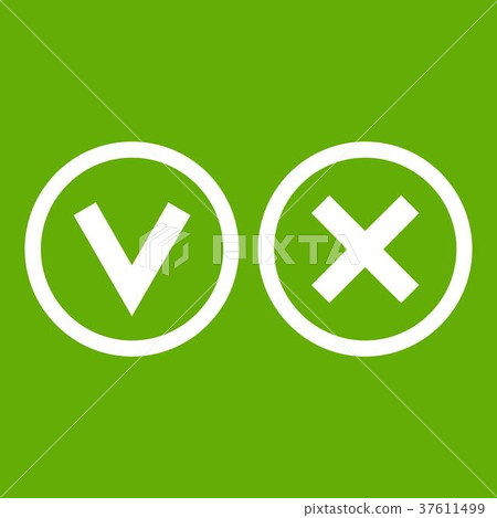 图库插图: signs of choice of tick and cross icon green