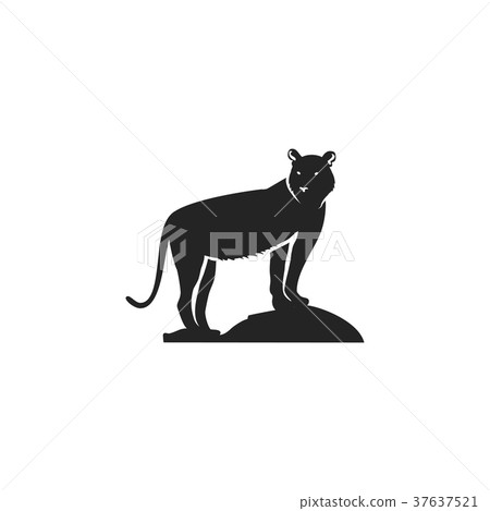插图素材: tiger black icon. silhouette symbol of tiger