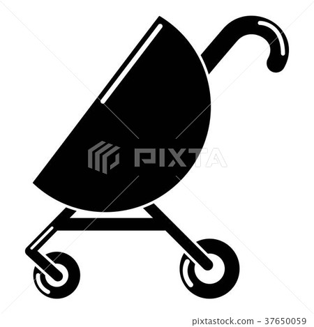 插图素材: baby carriage pink icon, simple black style