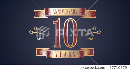 10 years anniversary celebration vector icon, logo