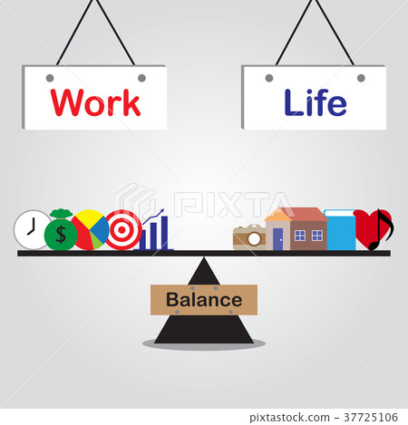 图库插图: seesaw of work life balance