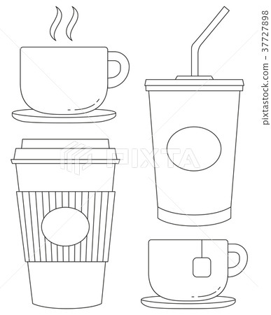 插图素材: black and white drink icon set poster