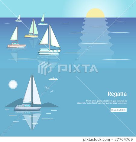 luxury yacht race, sea sailing regatta banner set vector