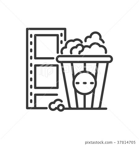 插图素材: popcorn - line design single isolated icon