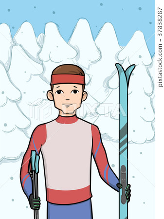 插图素材: cross country skiing, winter sport.