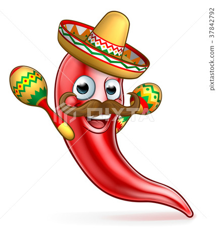 图库插图: spicy red pepper mexican cartoon mascot