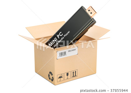 插图素材: mini pc tv dongle stick inside parcel