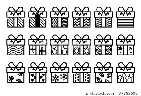 插图素材: happy holiday with gift set icon concept.