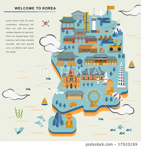 图库插图: south korea travel map