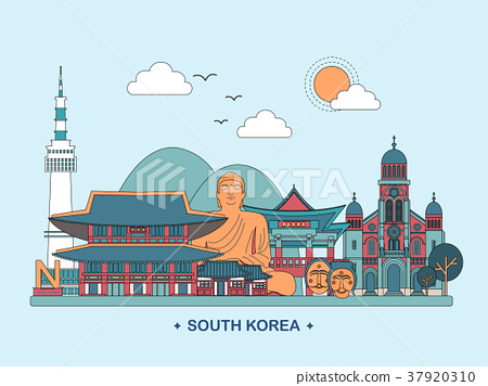 图库插图: south korea travel poster