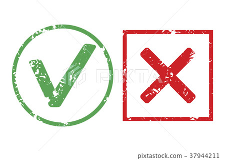 插图素材: tick and cross rubber stamp texture