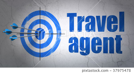 插图素材: travel concept: target and travel agent on wall