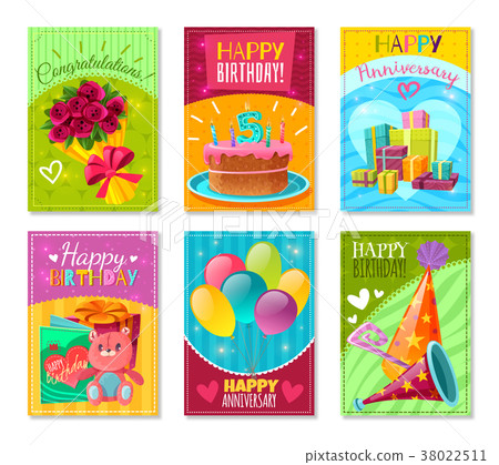 图库插图: happy birthday greeting cards