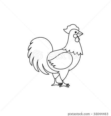 插图素材: vector flat hand drawn chicken isolated monochrome