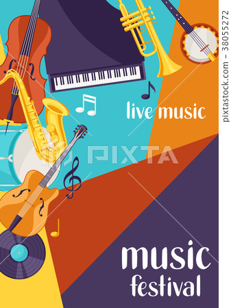 图库插图: jazz festival live music retro poster with musical