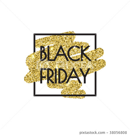 插图素材: black friday sale poster with shiny gold glitter