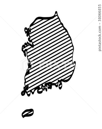 South Korea Map Outline Graphic Freehand Drawing Stock Illustration