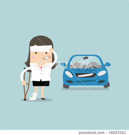 图库插图: businesswoman be injured with car accident