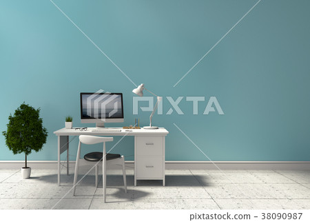 插图素材: 3d rendering interior room with laptop computer 查看