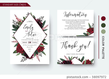 插图素材: wedding invite save the date thank you card design