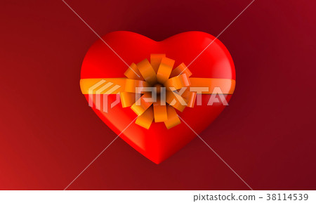 插图素材: red heart with ribbon, gift love valentine day
