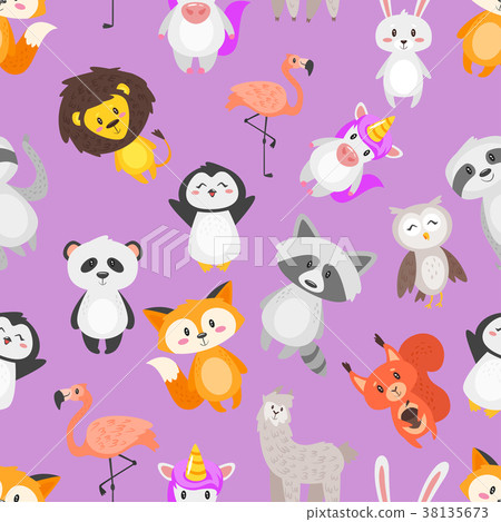 插图素材: seamless pattern with cute animals