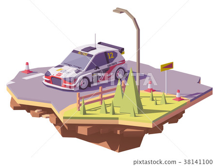 图库插图: vector low poly rally racing car