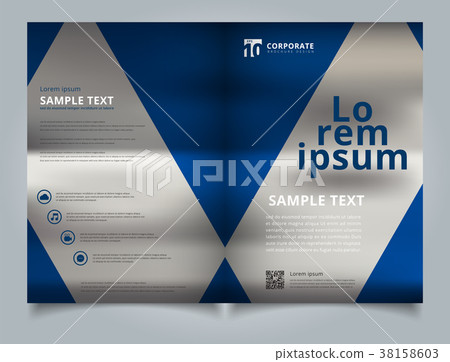 插图素材: brochure template geometric triangle blue color