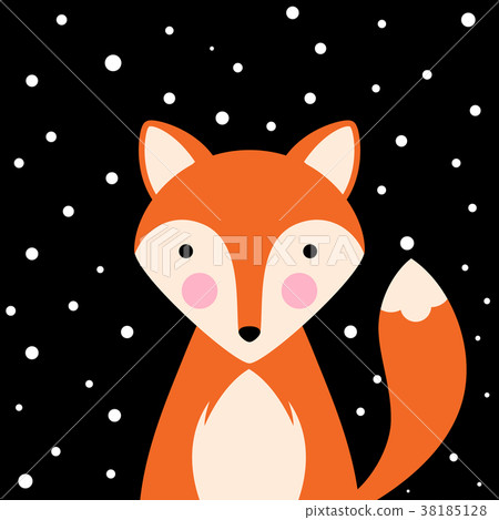 图库插图: cartoon flat illustration- funny, cute fox.