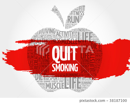 插图素材: quit smoking apple word cloud