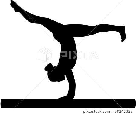 插图素材: woman exercise on balance beam