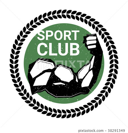 插图素材: sport club logo with athletic male hand biceps