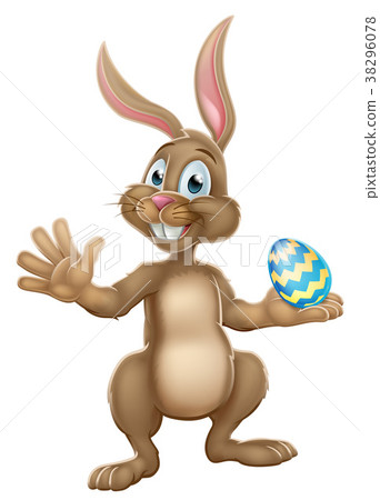 插图素材 easter bunny rabbit holding chocolate egg