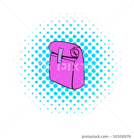 插图素材: paper pink lunch bag icon, comics style