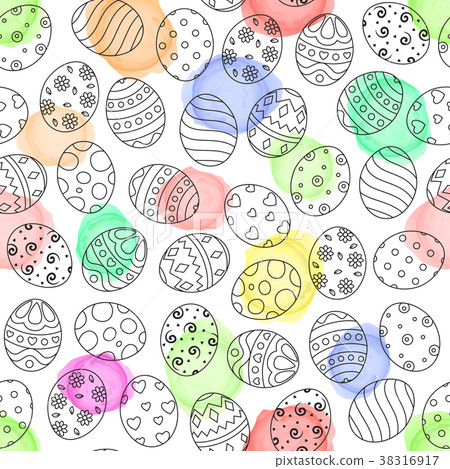 插图素材: doodle of easter eggs set collection with ornament