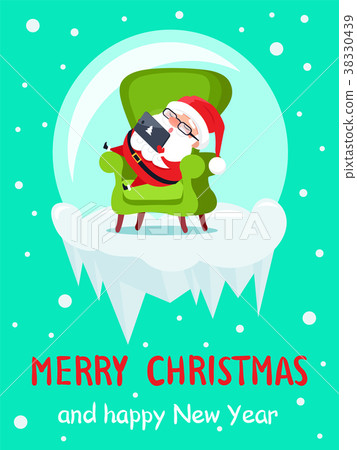 插图素材: merry christmas happy new year santa banner ball