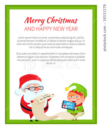 插图素材: merry christmas and happy new year poster santa