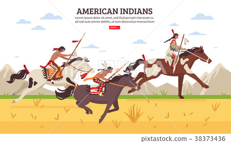 插图素材: american indians cartoon background