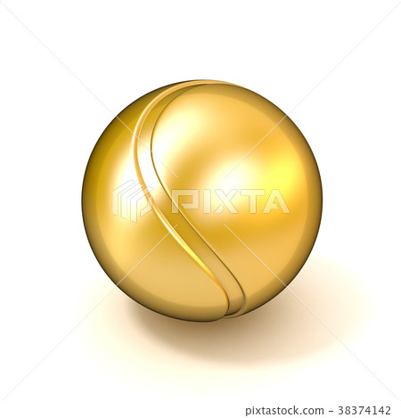 插图素材: golden tennis ball isolated on white background 3d