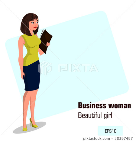 插图素材: young cartoon businesswoman in office dress