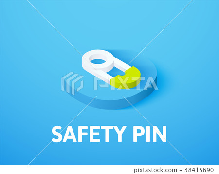 图库插图: safety pin isometric icon, isolated on color