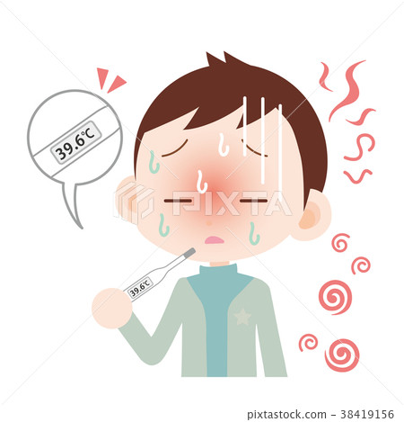插图素材: 发高烧 男生 男