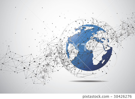 connection,connection reset 图库插图: global network connection. world map point