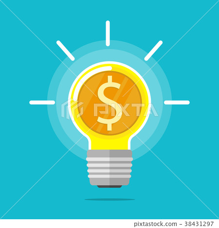 插图素材: lightbulb idea gold coin, idea is money vector