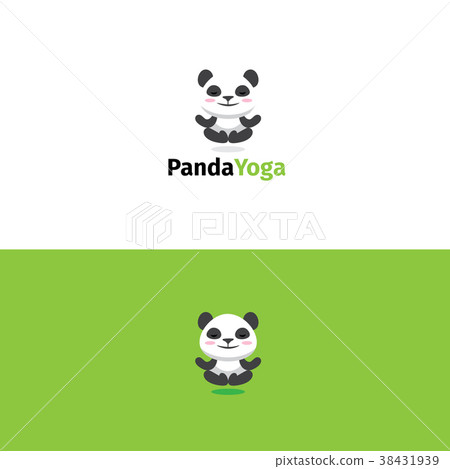 插图素材: panda yoga logo. meditating panda bear mascot
