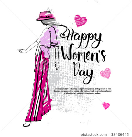 happy women day fashion template background 首页 插图 姿势/表情