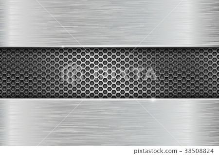 插图素材: iron brushed metal texture with metal perforation