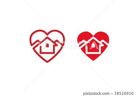 插图素材: creative heart house design logo illustration